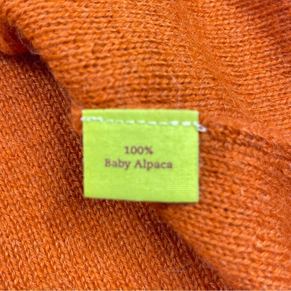 KUNA Women's Orange 100% Baby Alpaca V-Neck Long Sleeve Soft Sweater Size Medium - Picture 4 of 9